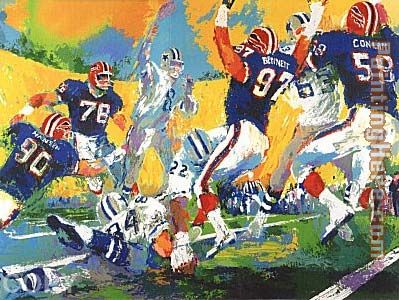 Cowboys Bills Superbowl painting - Leroy Neiman Cowboys Bills Superbowl art painting